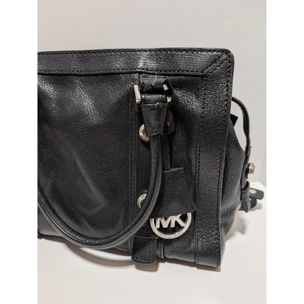Michael Michael Kors Bedford Designer Black‎ Leather Satchel Crossbody Handbag